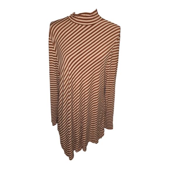 Chico's Spicy Mustard Striped Long Sleeve Super Soft Mock Turtleneck Top 3 XL - Picture 2 of 6